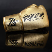 Boxing is Passion™ Lace Up  Metallic Gold Training Boxing Gloves