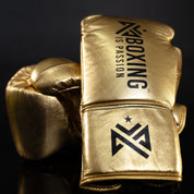 Boxing is Passion™ Lace Up  Metallic Gold Training Boxing Gloves