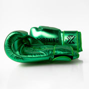 Metallic Green 14oz Velcro Sparring Gloves with Black Logo