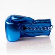 Metallic Light Blue Lace Up 14oz Sparring Gloves