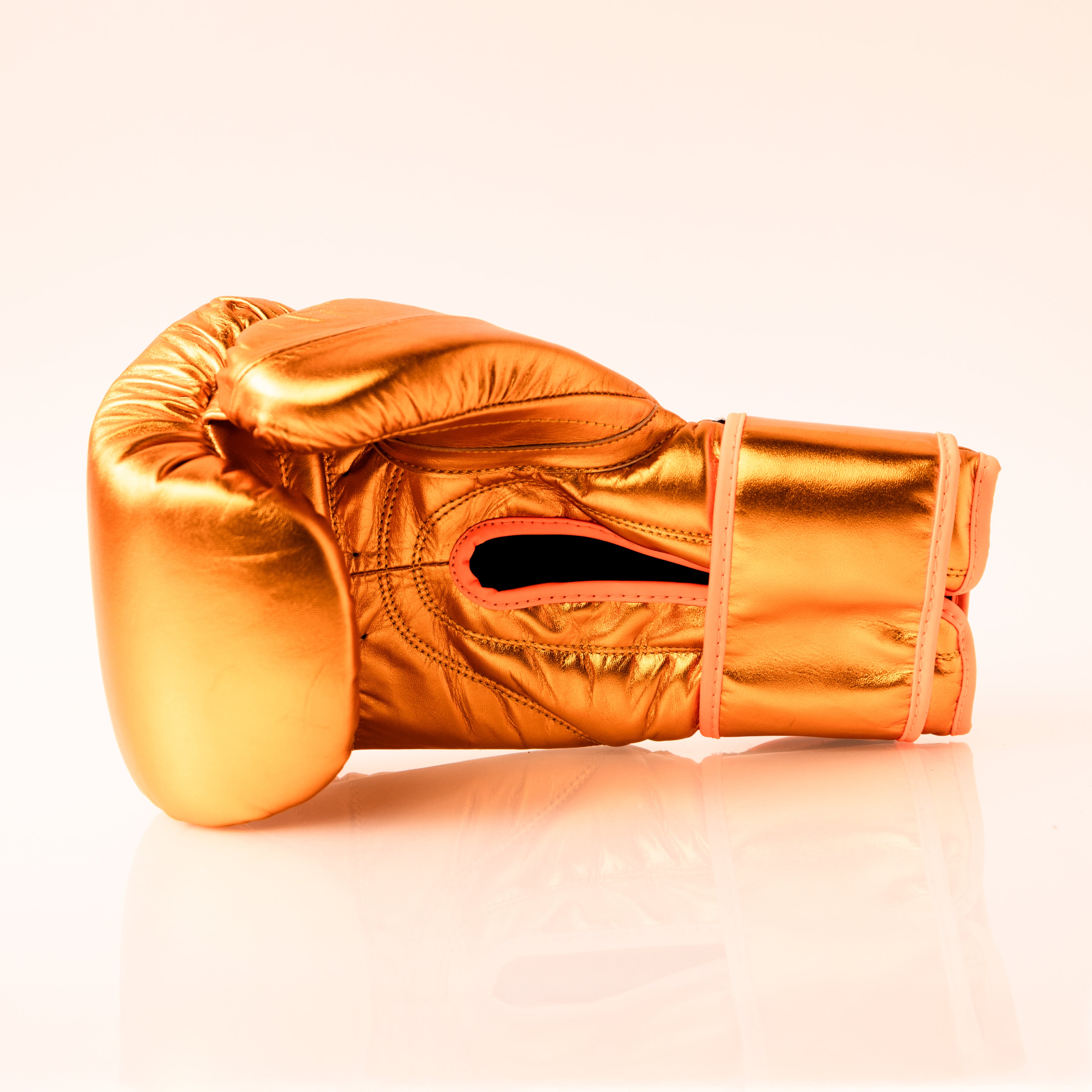 Metallic Gold 14oz Velcro Sparring Gloves with Black Logo