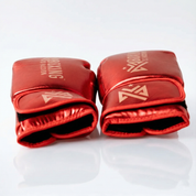 Metallic Red 14oz Velcro Sparring Gloves with Gold Logo