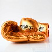 Metallic Orange 14oz Lace-Up Sparring Gloves with Black Logo